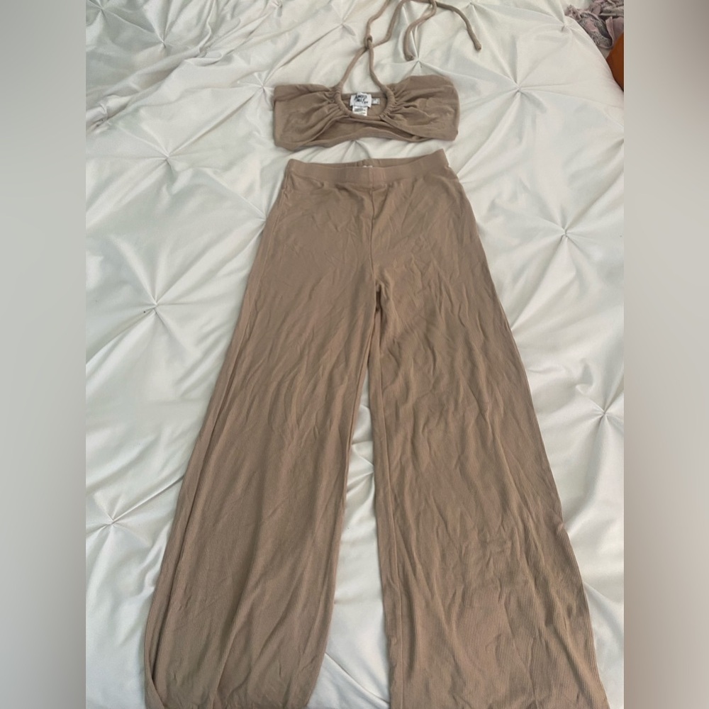 Princess Polly Taupe Wide-Leg Lounge Pants